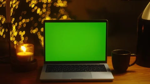 Add a Touch of Holiday Sparkle to Your Work-From-Home Setup with a Table Lamp Stock Footage 258642446