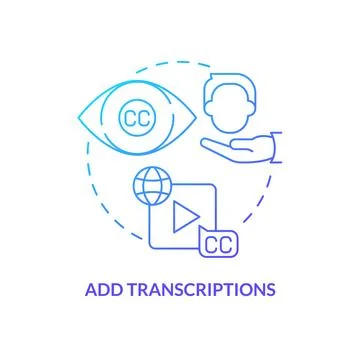 Add transcriptions blue gradient concept icon Stock Illustration