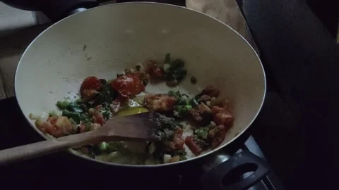 Add two eggs to the stir-fried noodle seasoning Stock Footage 282942678