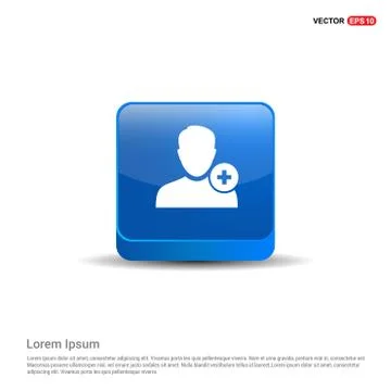Add User Icon - 3d Blue Button Illustrazione stock