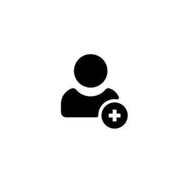 Add user icon in black. Designed for web and software interfaces. Vector on i イラスト素材