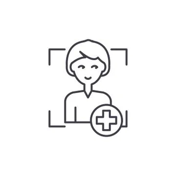 Add user line icon concept. Add user vector linear illustration, symbol, sign Stock Illustration