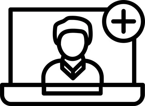 Add User Line Icon Design Stock-Illustration