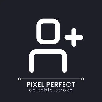 Add user pixel perfect white linear ui icon for dark theme Illustrazione stock