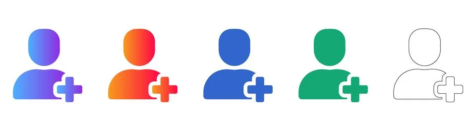 Add User Profile Icon Set Stock Illustration