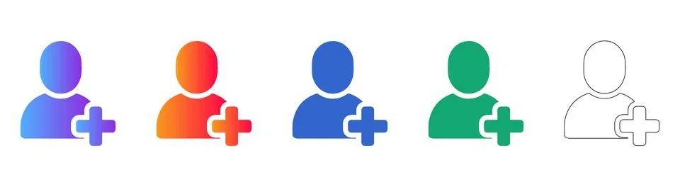 Add User Profile Icons Set for Social Media Stock Illustration