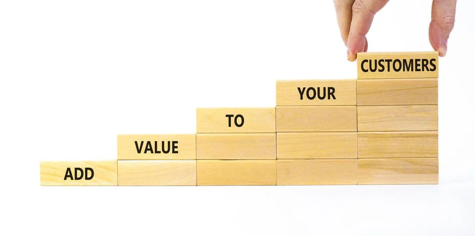Add value to your customers symbol. Concept words 'Add value to your customer 스톡 사진