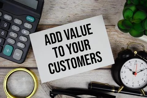 Add value to your customers text with calculator, magnifying glass and alar.. Stock Photos