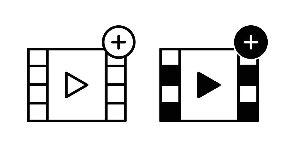 Add video icon bundle for website design projects Stock Illustration
