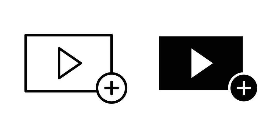 Add video icon vector concepts, line and silhouette style Stock Illustration