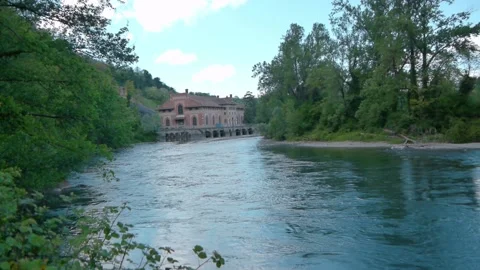 The Adda river, in the area of the Esterle hydroelectric power plant Video stock 153972877