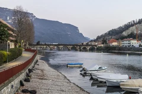 The Adda River in Lecco Stock Photos