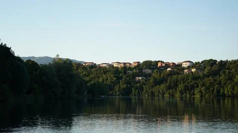 Adda river, the river flows slowly in a summer day Stock Photos