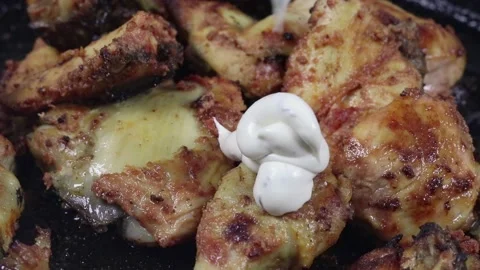 Added Fried Chicken Sauce Stock Footage 233858200