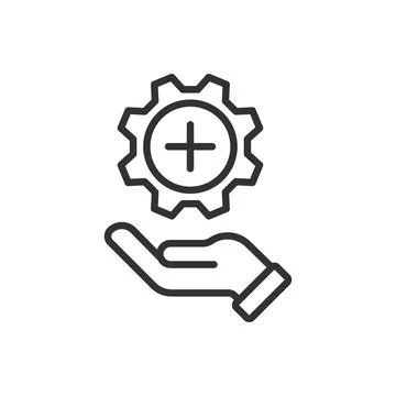 Added, icon in line design. Adding, included, inserted, added item, new content Stock-Illustration