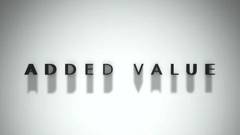 Added Value 3D title animation matte black text on a white background Stock Footage 300715454