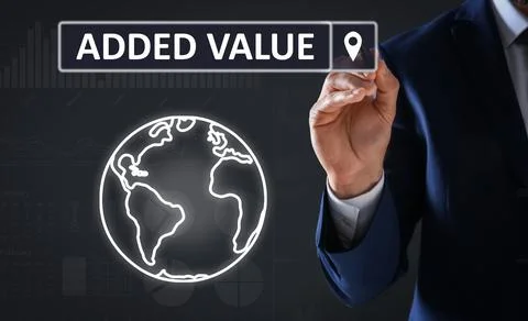 Added value concept. Businessman using virtual screen Stock Photos