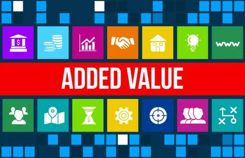Added value concept image with business icons and copyspace. Stock-Illustration