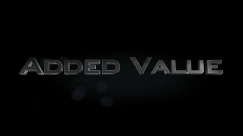 Added Value title 3D metal text on black alpha channel background Stock Footage 301064766