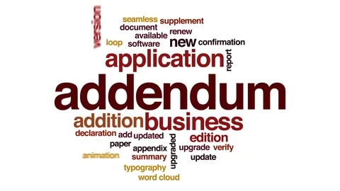 Addendum animated word cloud. Kinetic typography. Stock Footage 111780004