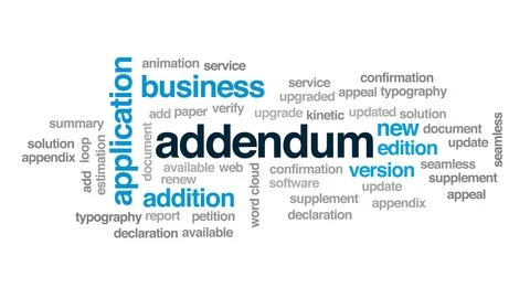 Addendum animated word cloud. Kinetic typography. Stock Footage 111780102