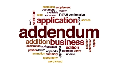 Addendum animated word cloud. Kinetic typography. Stock Footage 111820232