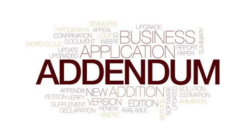 Addendum animated word cloud. Kinetic typography. Stock Footage 111883016