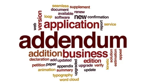Addendum animated word cloud. Kinetic typography. Stock Footage 111883054