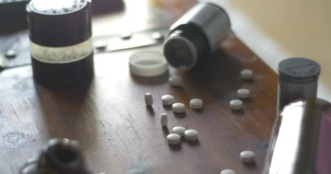 Addict Desperately Grabs Pills Stock Footage 106575702