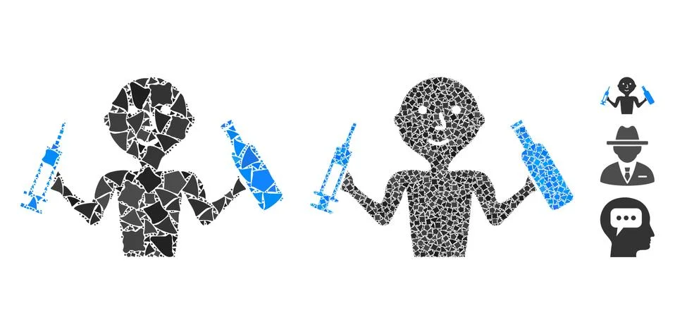 Addict man Mosaic Icon of Bumpy Items Stockillustratie