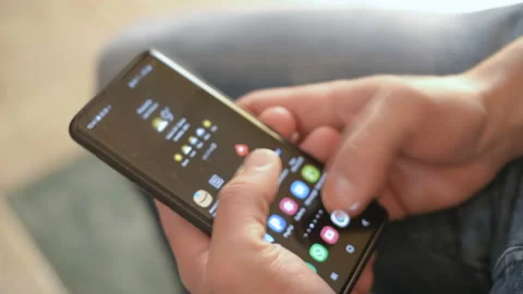 Addicted Guy while using smartphone for news browsing,cellphone tech timelapse Stock Footage 150253906