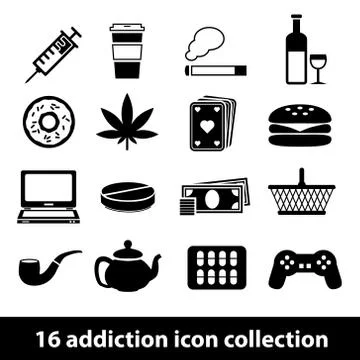 Addiction icons Stock Illustration