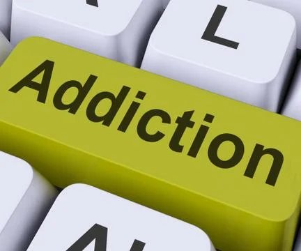Addiction key means obsession. Stock Illustration