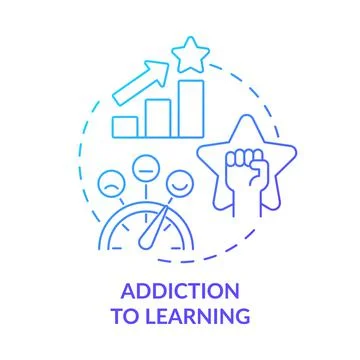 Addiction to learning blue gradient concept icon Stock Illustration