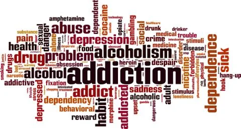 Addiction word cloud Stock Illustration