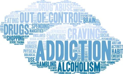 Addiction Word Cloud Illustrazione stock