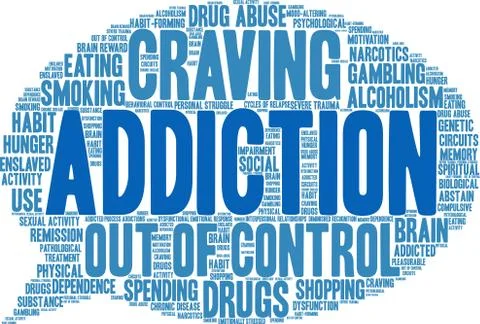 Addiction Word Cloud Stock Illustration