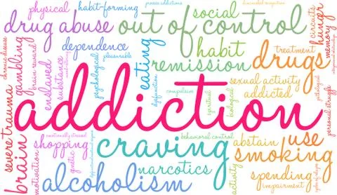 Addiction Word Cloud Illustrazione stock