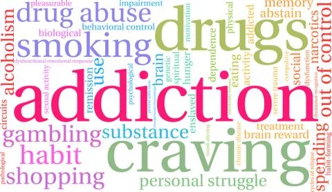 Addiction Word Cloud Illustrazione stock