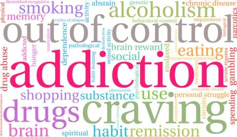 Addiction Word Cloud Stock Illustration