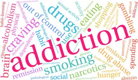 Addiction Word Cloud Stock Illustration
