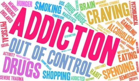 Addiction Word Cloud Stock Illustration