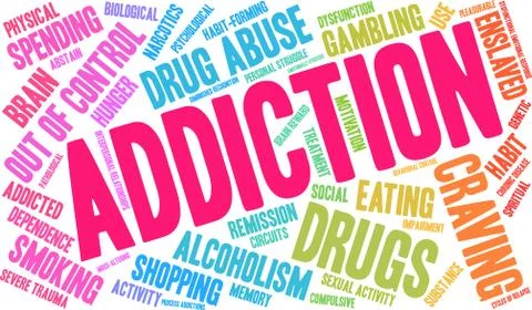 Addiction Word Cloud Illustrazione stock