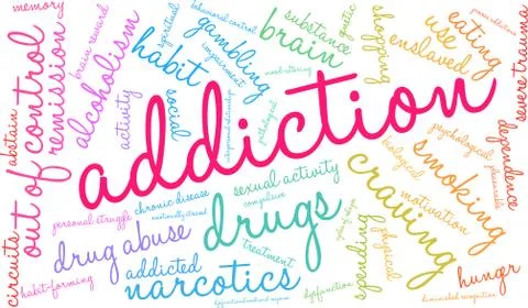 Addiction Word Cloud Illustrazione stock