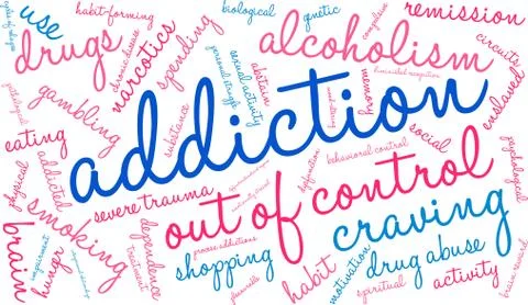 Addiction Word Cloud Stock Illustration