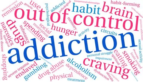 Addiction Word Cloud Stock Illustration