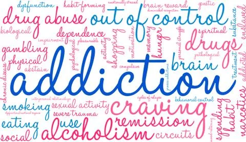 Addiction Word Cloud Stock Illustration