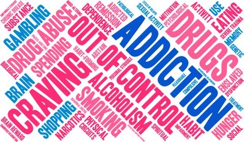 Addiction Word Cloud Illustrazione stock