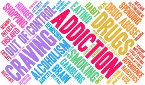 Addiction Word Cloud Illustrazione stock