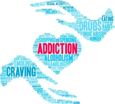 Addiction Word Cloud Stock Illustration